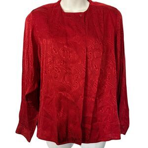 Michii Moon for Sanyo Vintage Womens Silk Long Sleeve Button Up Top Paisley 10